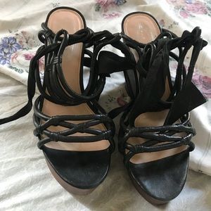 Elie Tahari Black Strappy Wedges